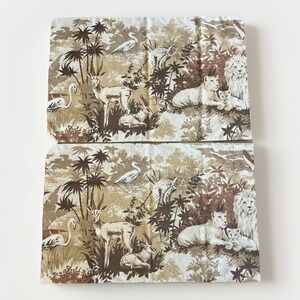 Vintage Lady Pepperell Pillowcases Set Of 4 Safari Jungle Animal Brown Standard